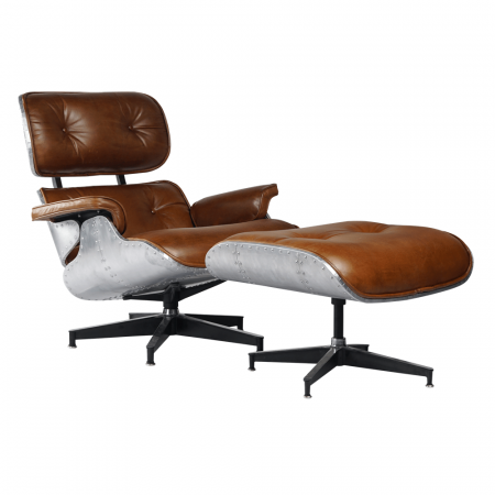 Кожаные в стиле лофт – Кресло с оттоманкой aviator long seat